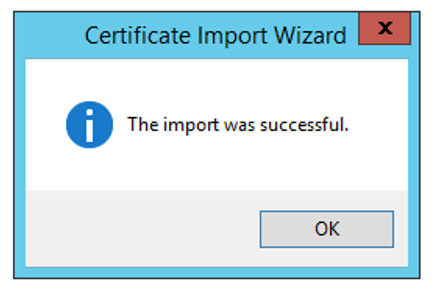 Certificate Import Successful
