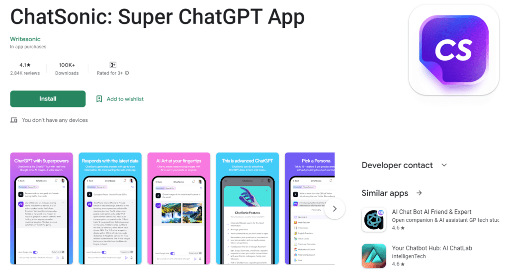 ChatSonic: Super ChatGPT App