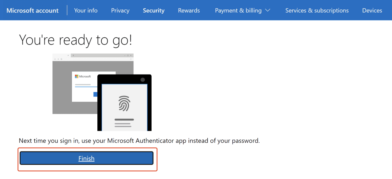 Completing the Authenticator setup