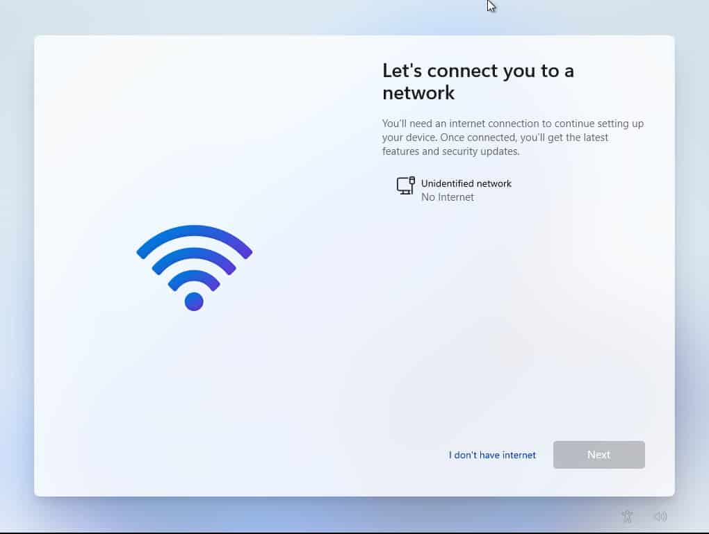Connect to the network in setup wizard