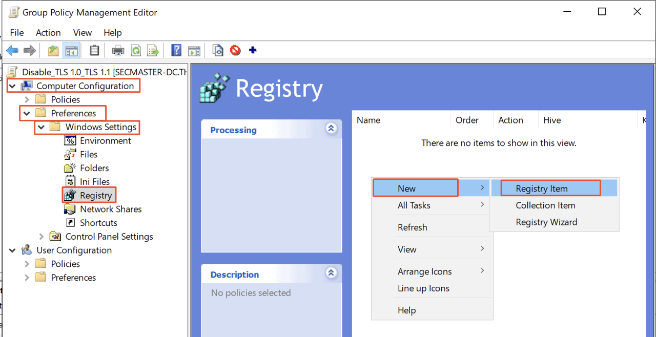 Create Registry Item in Group Policy