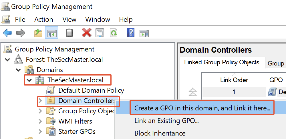 Create a GPO in the Domain Controller