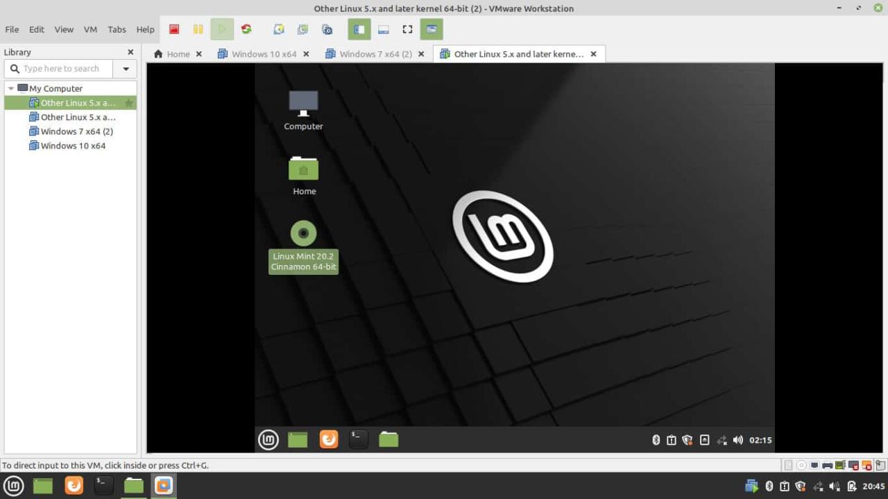 Initiate installation for live Linux Mint boot