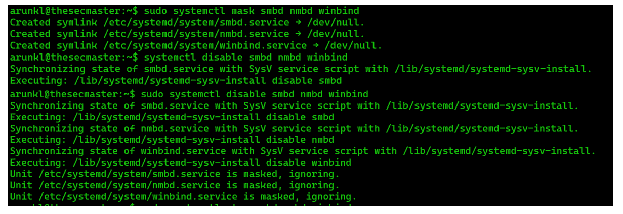 Disable and mask unused samba services