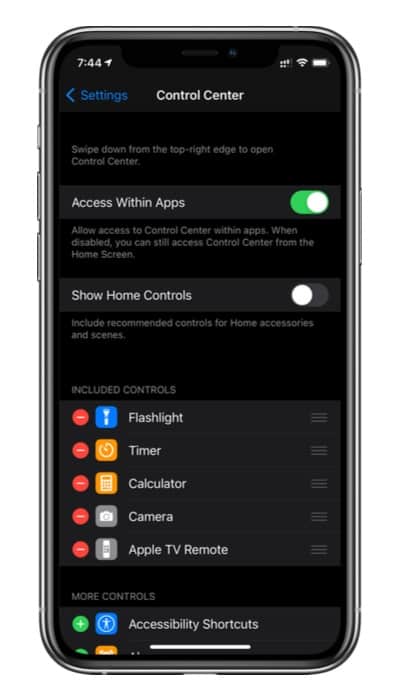 Disable the HomeKit devices in the control center