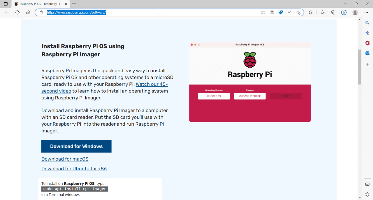Download and Install the Raspberry Pi Imager application
