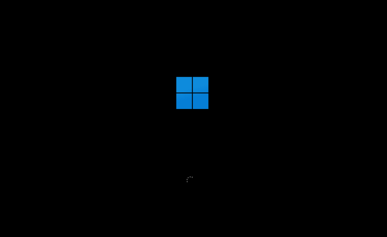 First boot screen of Windows 11