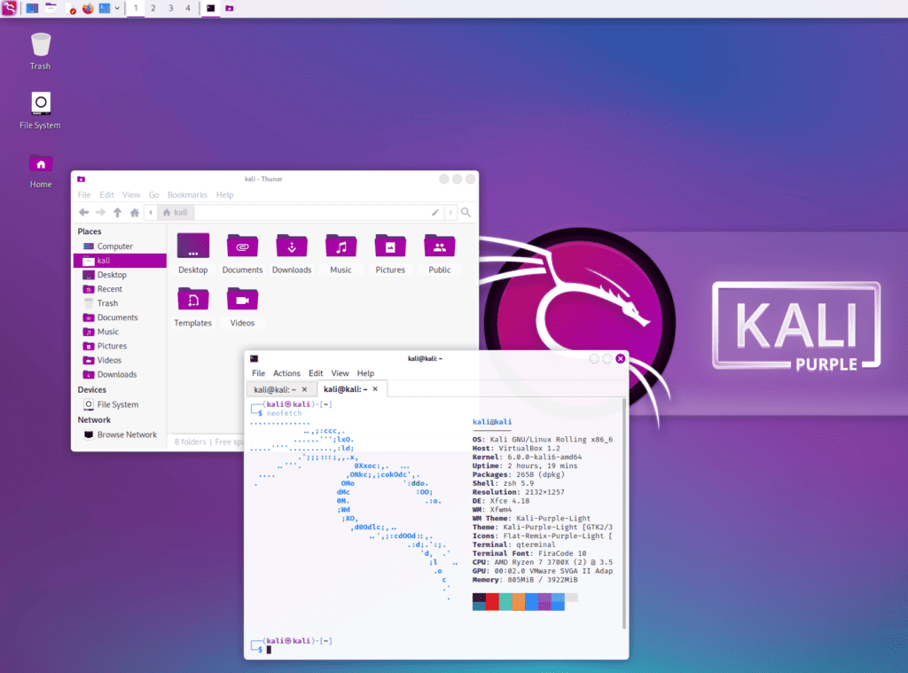 Kali Purple XFCE Desktop
