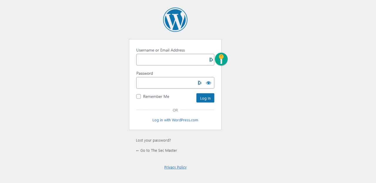 Login WordPress Admin Page