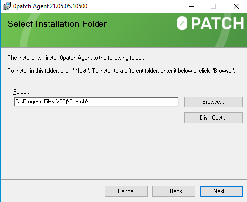 Opatch agent- Seclect installation path