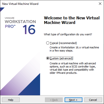 Open the new Virtual Machine Wizard