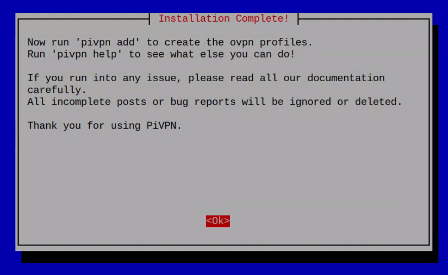 OpenVPN installation complete