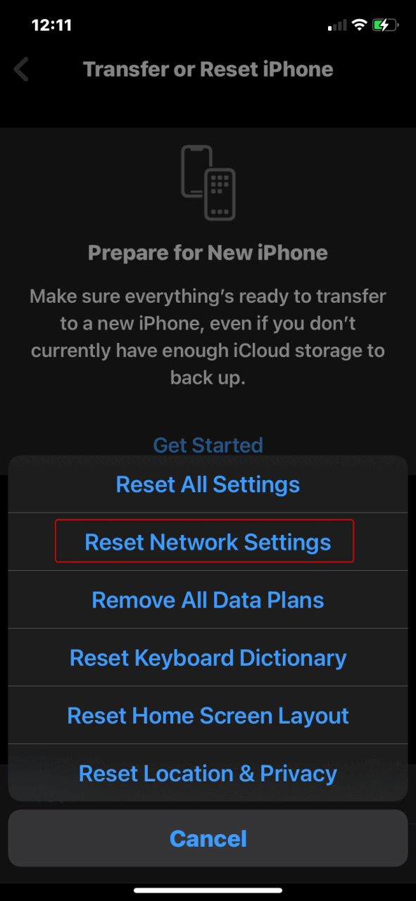 Reset your network settings in iPhone
