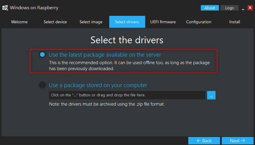 Select the Driver