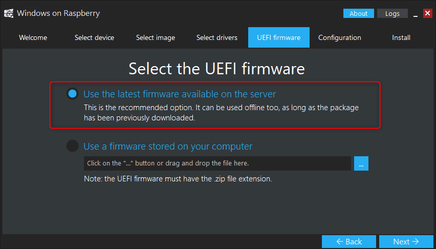 Select the UDFI Firmware