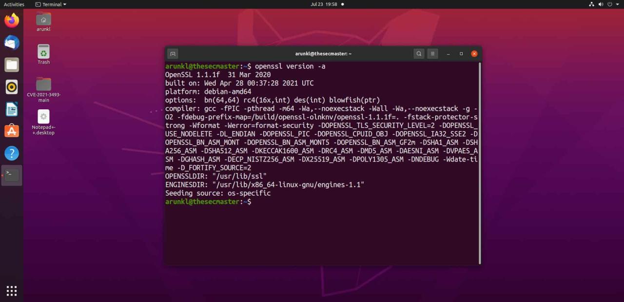 Verify the installation of OpenSSL on your Linux server