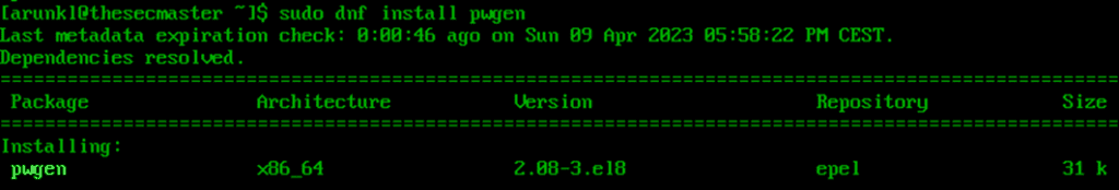 Use pwgen to generate a strong password