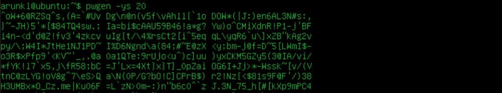 Generate a strong password using pwgen