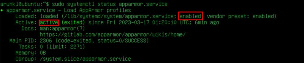 Check if AppArmor is active and enabled