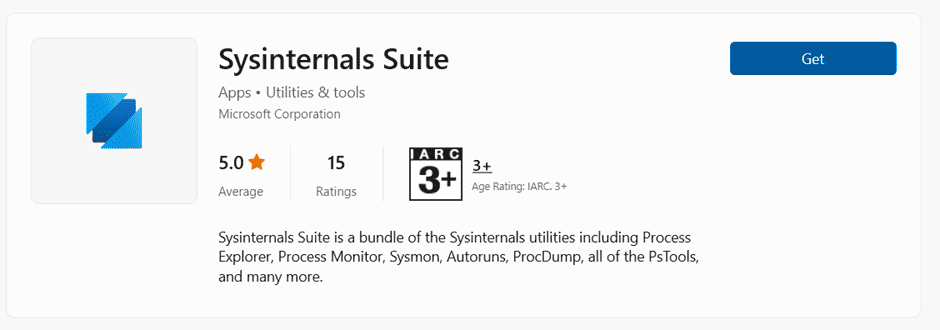 Download the Sysinternals Suite From the Microsoft Store