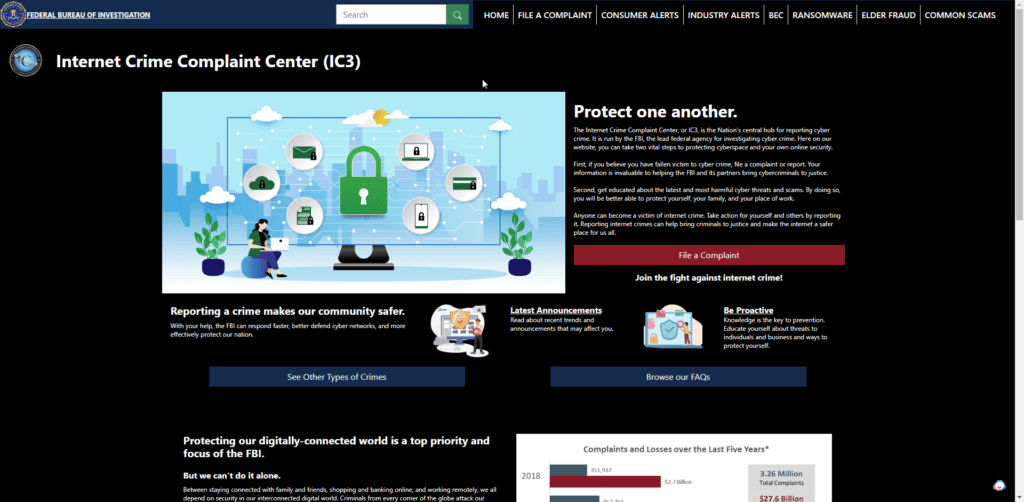 Internet Crime Complaint Center (IC3) web site