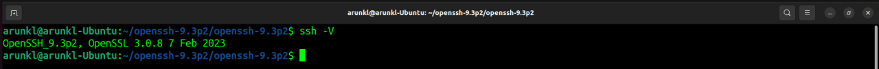 Check the OpenSSH version after the installation process gets completed