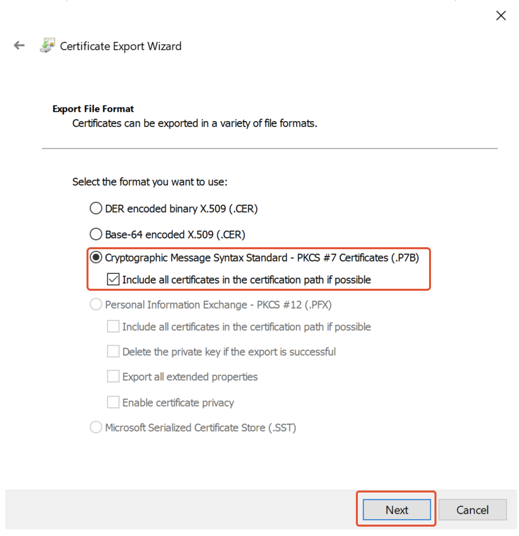 Choose the Export File Format