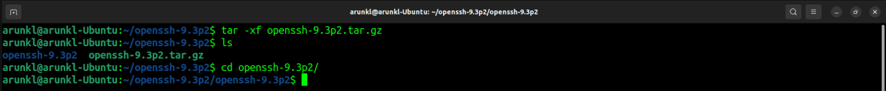 Extract the OpenSSH package