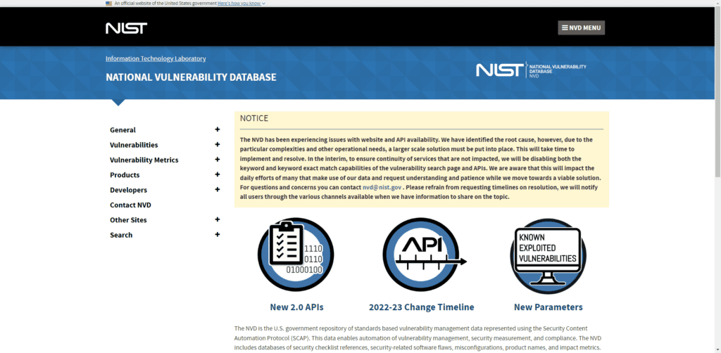 National Vulnerability Database