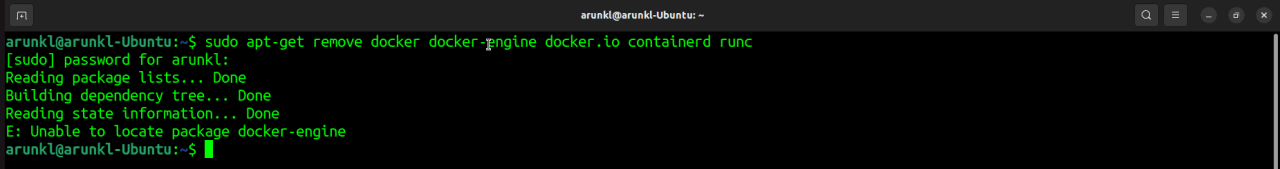 Uninstall old versions of Docker
