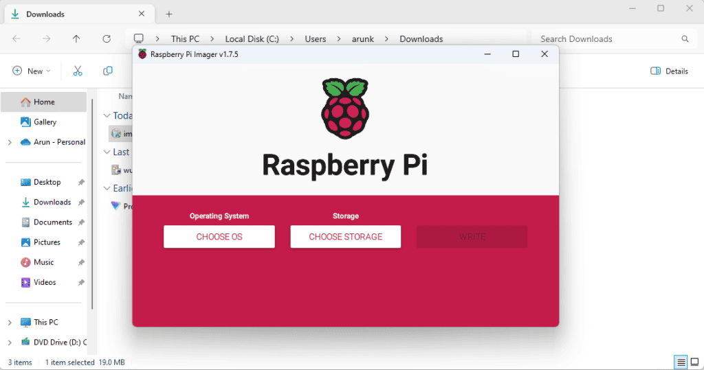 Raspberry Pi Imager First Time Launch