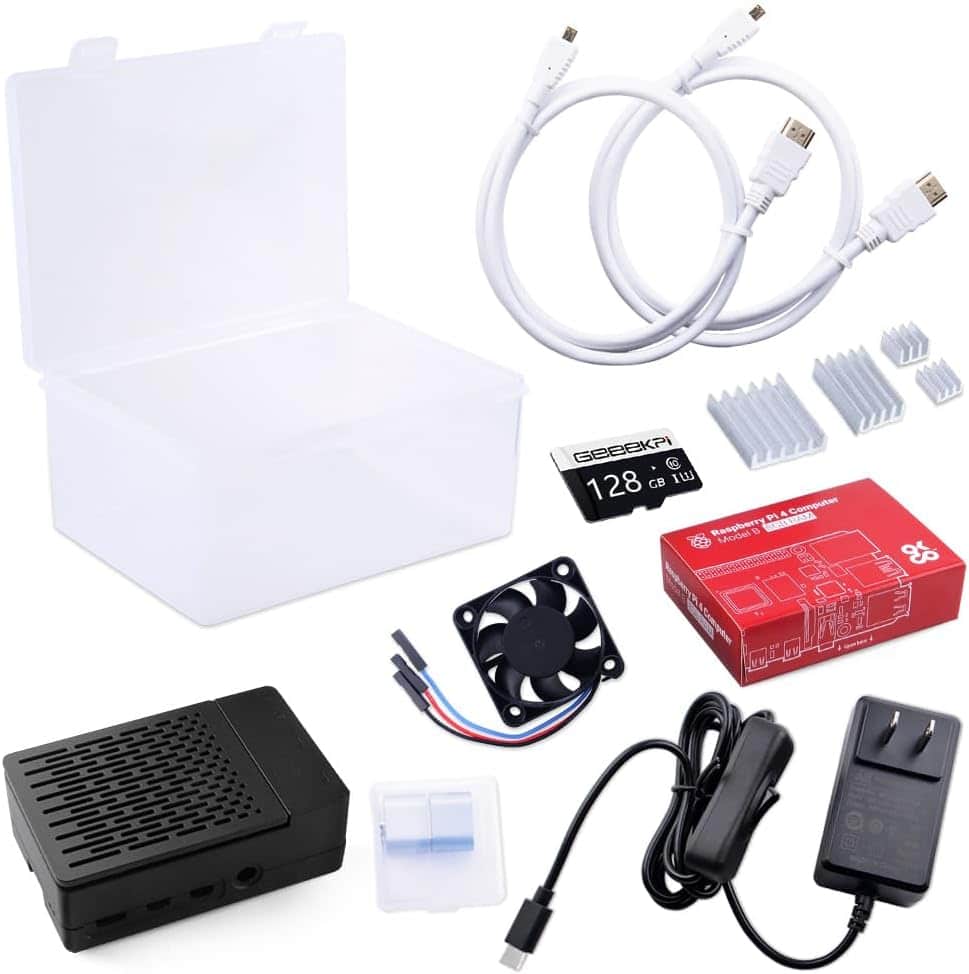 GeeekPi Raspberry Pi 4 8GB Starter Kit - 128GB Edition, Raspberry Pi 4 Case with PWM Fan, Raspberry Pi 18W 5V 3.6A Power Supply with ON/Off Switch, HDMI Cables for Raspberry Pi 4B (8GB RAM)