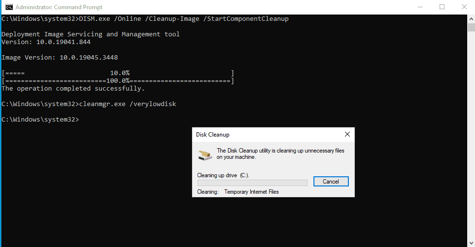 Remove temporary files on Windows 10
