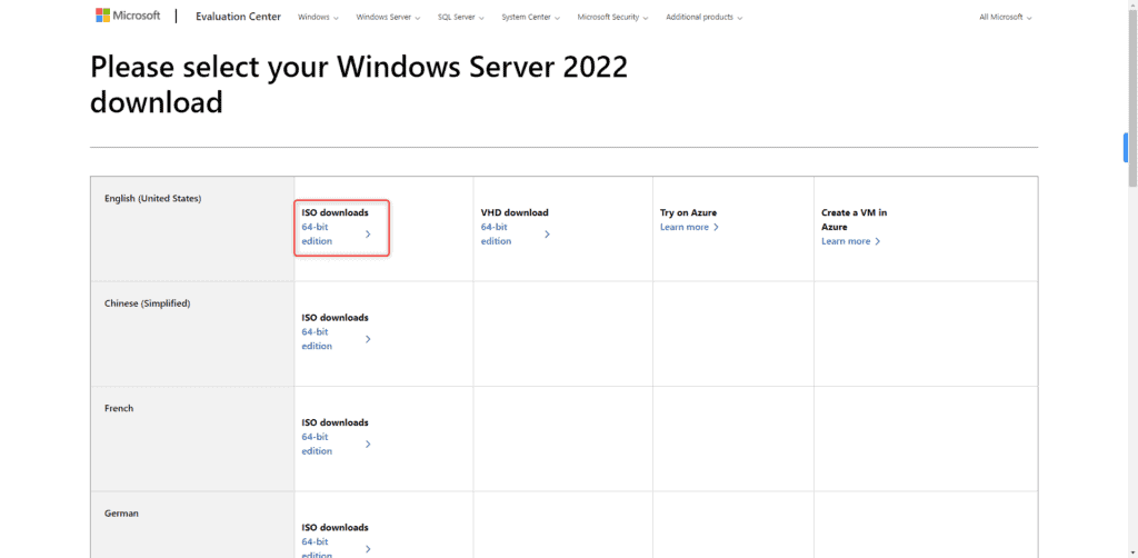 Windows server 2022 Download Link